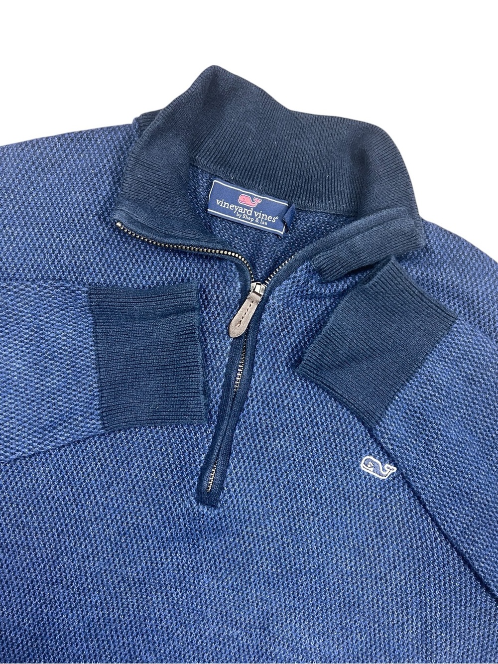 Vineyard Vines Sweater mens Medium Quarter Zip Pullover Navy Blue wool blend
